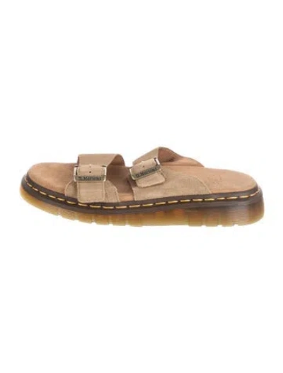 Pre-owned Dr. Martens Suede Slides In Brown/neutrals