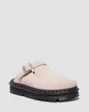 Dr. Martens' Pink Zebzag Suede Slingback Platform Loafers In Rosa