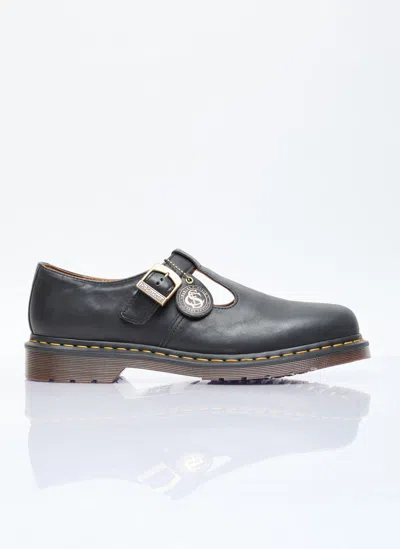 Dr. Martens' T-bar Leather Shoes In Black