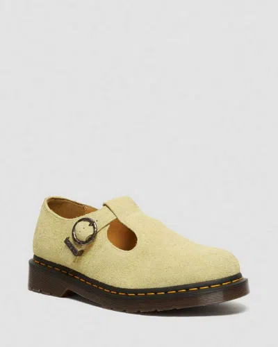 Dr. Martens' T-bar Suede Mary Jane Shoes In Yellow