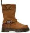 Dr. Martens' Tan Anistone Hi Leather Biker Boots In Desert Brown Tumbled