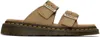 Dr. Martens Tan Josef Suede Slide Sandals In Savannah Tan Bronx