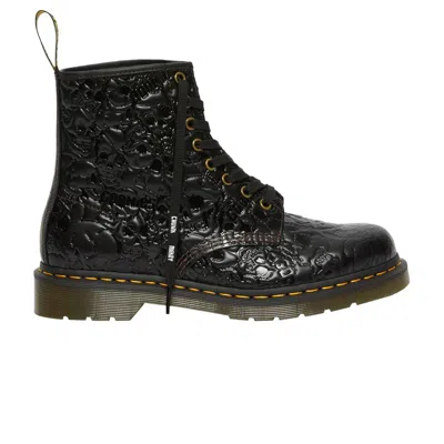 Pre-owned Dr. Martens The Goonies X Warner Bros X 1460 Emboss Leather Lace Up Boot 'never Say Die!' In Black