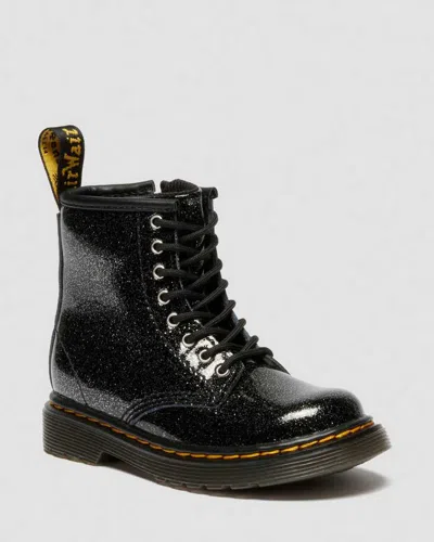 Dr. Martens' Toddler 1460 Glitter Patent Leather  Boots In Black