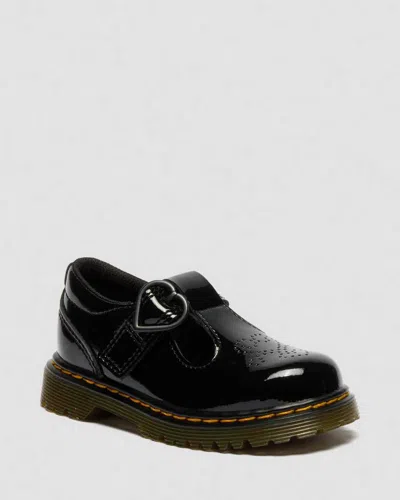 Dr. Martens Toddler Polly Ii Heart Patent Leather Shoes In Black