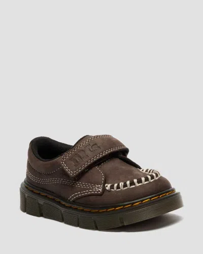 Dr. Martens Toddler Raffe Strap Tumbled Nubuck Strap Shoes In Brown