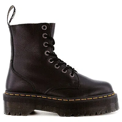 Pre-owned Dr. Martens' Dr. Martens Unisex Boots Jadon Iii Casual Lace-up Goodyear-welt Pisa Leather In Black