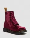 Dr. Martens' Vegan 1460  Velvet Lace Up Boots In Red