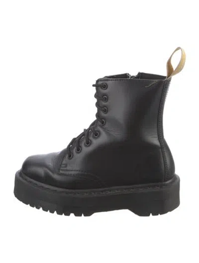 Pre-owned Dr. Martens Vegan Leather Combat Boots In Black