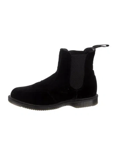 Pre-owned Dr. Martens Velvet Chelsea Boots In Black