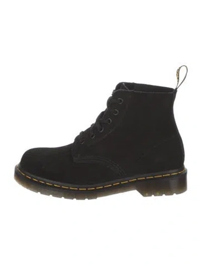 Pre-owned Dr. Martens Velvet Combat Boots In Black
