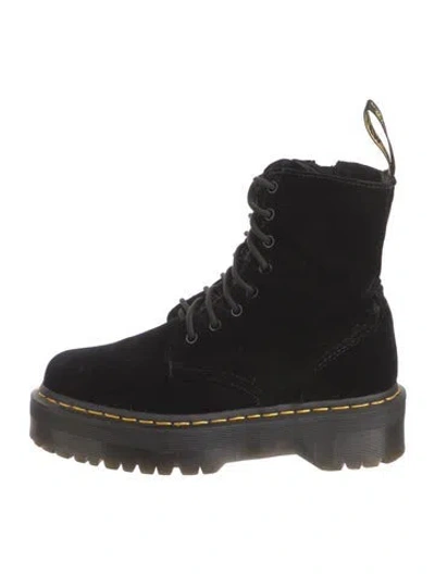 Pre-owned Dr. Martens Velvet Combat Boots In Black