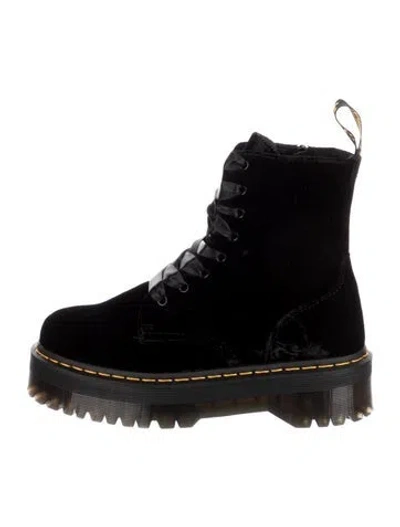Pre-owned Dr. Martens Velvet Combat Boots In Black