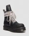 Dr. Martens Steel Toe Quad Rick Owens Wraparound Lace Leather Platform Boots In Black