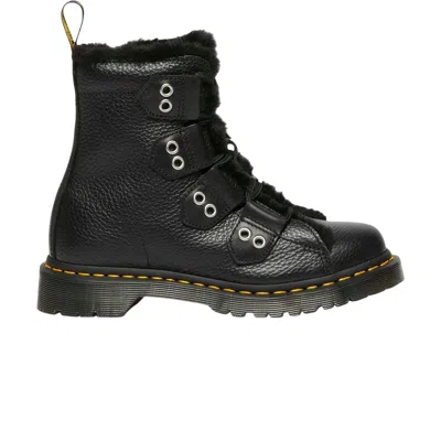 Pre-owned Dr. Martens Wmns 1460 Faux Fur Lined Leather Lace Up Boot 'black' | Women's Size 9