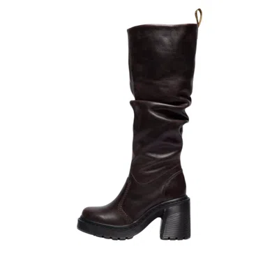 Dr. Martens Kasey Kinsley Leather Knee High Heeled Boots In Brown