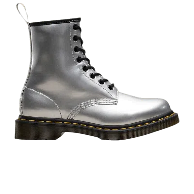 Pre-owned Dr. Martens' Wmns Vegan 1460 'chrome Paint Metallic' In Silver
