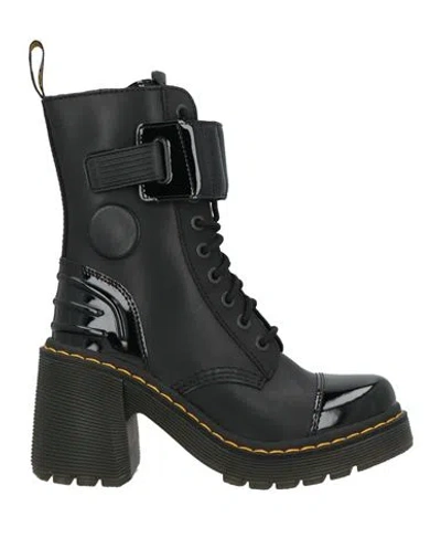 Dr. Martens' Dr. Martens Woman Ankle Boots Black Size 7 Leather, Textile Fibers