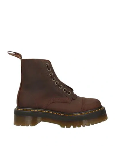 Dr. Martens Woman Ankle Boots Brown Size 7 Leather