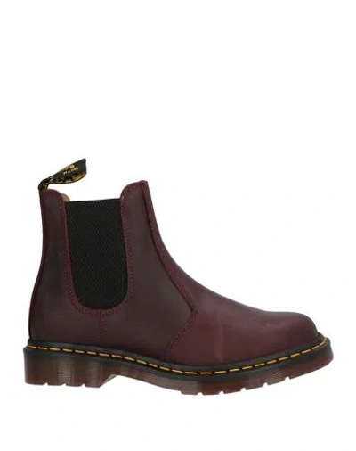 Dr. Martens Woman Ankle Boots Burgundy Size 8 Leather In Brown