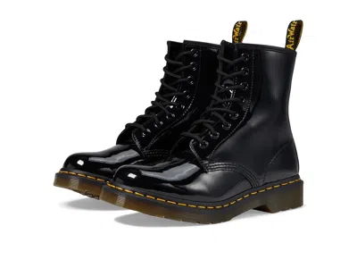 Pre-owned Dr. Martens' Woman's Boots Dr. Martens 1460 Patent Leather Lace Up Boots In Black Patent Lamper Leather
