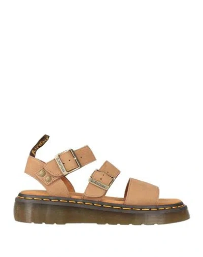 Dr. Martens Woman Sandals Camel Size 6 Leather In Neutral