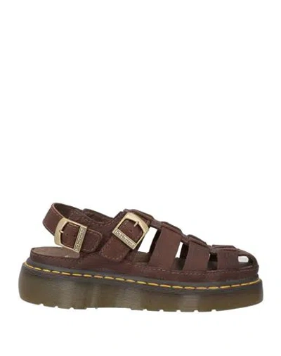 Dr. Martens Woman Sandals Chocolate Brown Size 5 Leather In Black