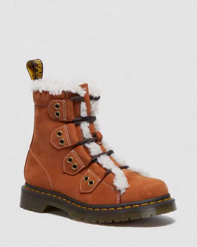 Dr. Martens' Women's 1460 Lace To Toe Fur Lined Buttersoft Lace Up Boots In Brown