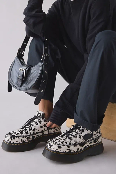 DR. MARTENS WOMEN'S BUZZ HAIR-ON COW PRINT SHOE IN CREAM/BLACK DALMATIAN, WOMEN'S AT URBAN OUTFITTERS
