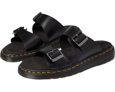 Dr. Martens Josef Analine Leather Buckle Slide Sandals In Black