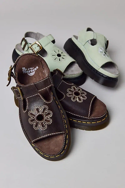 Dr. Martens Women's Dunnet Flower T-strap Sandal In Brown, Women's At Urban Outfitters In Multi