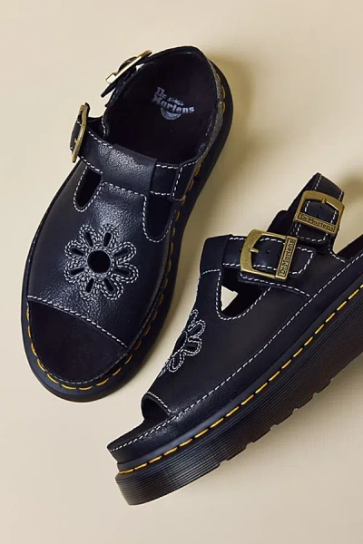 Dr. Martens Women's Dunnet Flower T-strap Sandal In Black Ar Rogue, Women's At Urban Outfitters