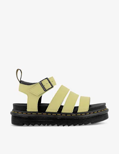 Dr. Martens' Dr. Martens Womens Lime Green Blaire Multi-strap Coated-leather Sandals In Green