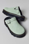 Dr. Martens' Green Zebzag Suede Slingback Platform Slip-on Loafers In Sage Green/e.h Suede