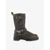 Dr. Martens Womens Charcoal Grey Burnished Anistone Suede Biker Boots Eur 39 / 6 Uk In Gray