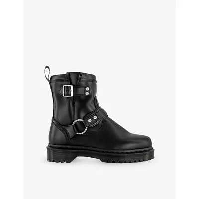 Dr. Martens Womens Black Orleans Anistone Harness Leather Ankle Boots Eur 38/5 Uk