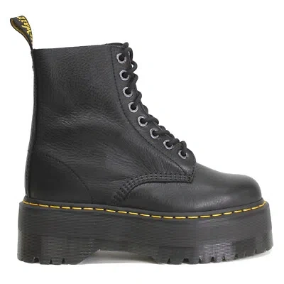 Pre-owned Dr. Martens' Dr. Martens Womens Boots 1460 Pascal Max Platform Lace Up Ankle Pisa Leather In Black