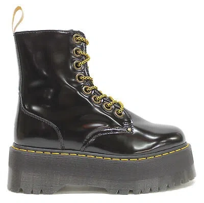 Pre-owned Dr. Martens' Dr. Martens Womens Boots Vegan Jadon Max Lace-up Ankle Oxford Leather In Black