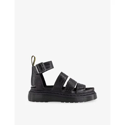 Dr. Martens Womens Dark Brown Analine Croc Clarissa Ii Quad Leather Sandals Eur 38/5 Uk In Animal Print