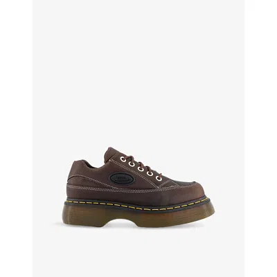 Dr. Martens' Womens Dr. Martens Buzz 5 Eye Leather Shoes In Dark Brown Grizzly