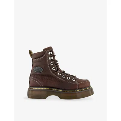 DR. MARTENS WOMENS DARK BROWN GRIZZLY BUZZ 8I LEATHER ANKLE BOOTS EUR 39 / 6 UK