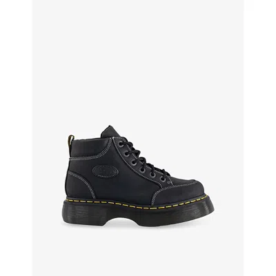 Dr. Martens Womens  Buzz Six-eyelet Leather Ankle Boots In Black