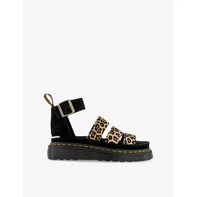 Dr. Martens' Womens Dr. Martens Clarissa 2 Quad Leopard Leather Platform Sandals