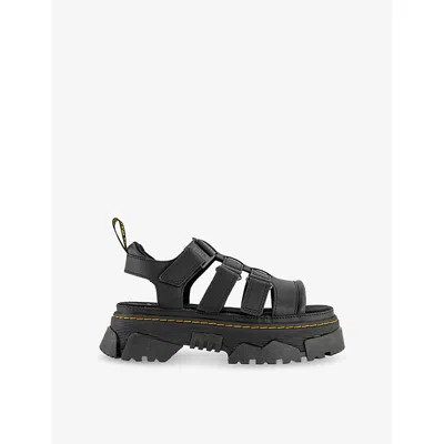 Dr. Martens' Womens Black Mattison Leather Sandals Eur 37 / 4 Uk