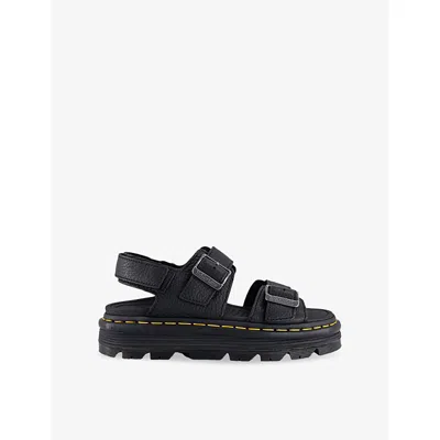 Dr. Martens Womens Black Pisa Leather Zebzag Nubuck-leather Sandals Eur 41 / 8 Uk