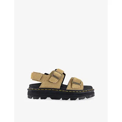 Dr. Martens Womens Savannah Tan Suede Zebzag Suede Sandals Eur 41 / 8 Uk In Yellow