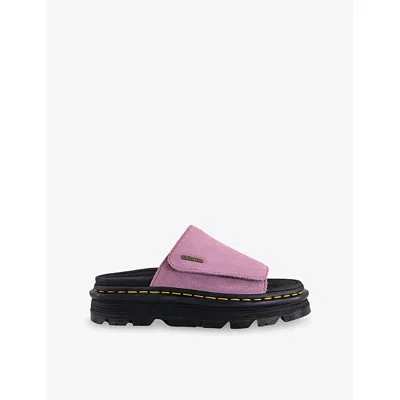 Dr. Martens Womens Dusty Rose Zebzag Suede Slides In Multi