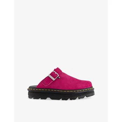 DR. MARTENS WOMENS FUCHSIA PINK ZEBZAG SUEDE MULES EUR 40 / 7 UK