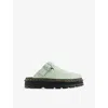 Dr. Martens' Green Zebzag Suede Slingback Platform Slip-on Loafers In Sage Green