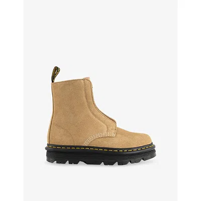 Dr. Martens Womens Savannah Tan Suede Zebzag Laceless Suede Ankle Boots Eur 38/5 Uk In Neutral